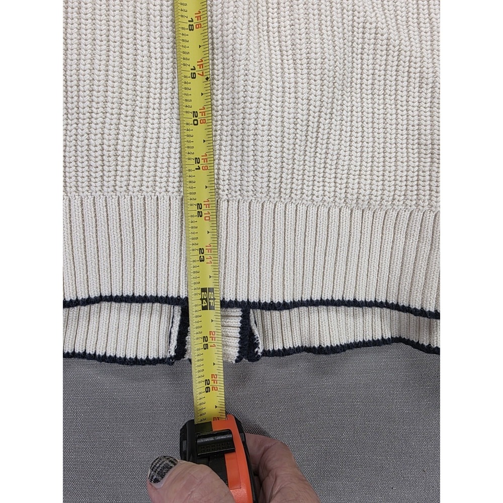 Old Navy Women's Cotton Button Cardigan Sweater Large Beige Navy Preppy Academia - Picture 6 of 8
